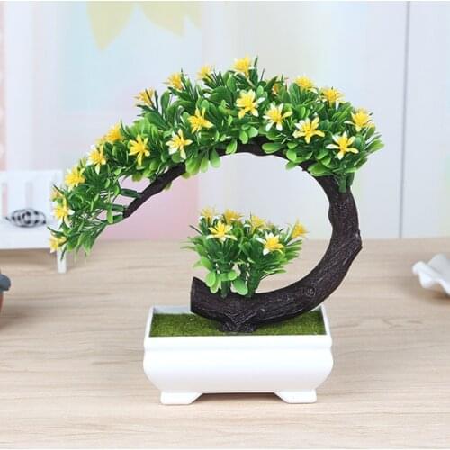 Artificial Flower Plant Tree Bonsai Fake Potted Ornament Colorful Fake Plants Flower Home Table Hotel Garden Decor Gift