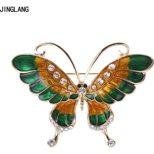 JINGLANG Fashion Animals Brooches Pins Color Enamel Butterfly Brooches For Women Dress Clothes Decoration Jewelry