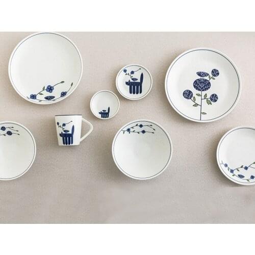 Japanese Style Handpainted Ceramic Bowls And Plates Creative Simple Dinner Plate Household White Tableware Platos De Cena