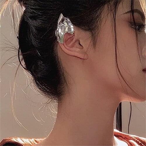 Punk Fairy Clip Earrings For Women Goth Irregular Metal Ear Cuffs Unusual Statement Design No Piercing Earrings Korean Fashion