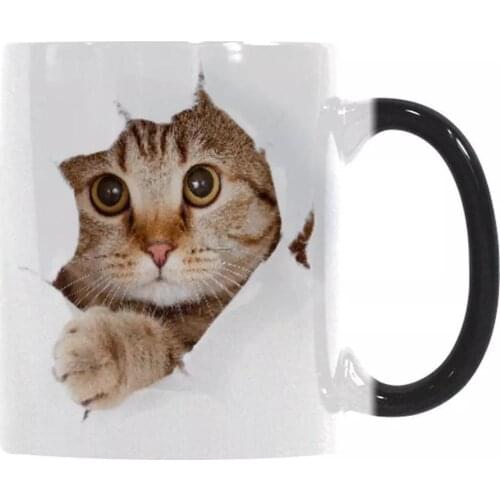 Cute Cat Temperature Changing Cup Color Changing Chameleon Mugs Heat Sensitive Cup Coffee Tea Milk Mug Novelty Gifts