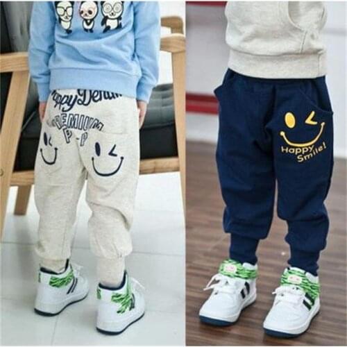 Fashion Boys Harem Pants Casual Children Trousers Happy Smile Denim Boys Clothes 2 3 4 5 6 7 Year
