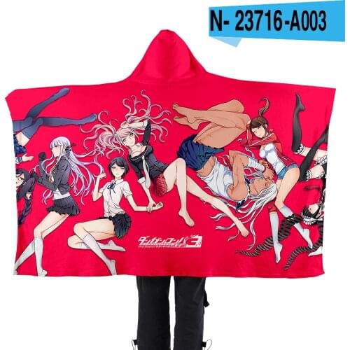 Danganronpa: Trigger Happy Havoc Printing Design Soft And Comfortable Household Hooded Lazy Flannel Blanket Warm Wrapped Robes