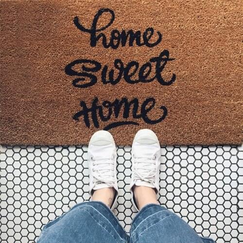 Floor Mat Anti-slip Floor Carpet Non-slip Rug Porch Doormat black Nordic chic victorian round shape geometry home coconut fibre