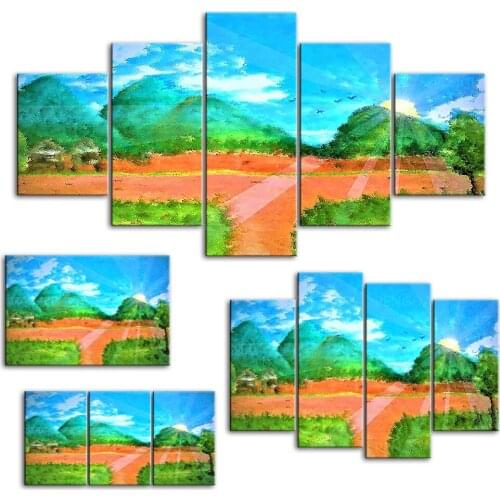 Wall Art Canvas Painting Cartoon Beautiful Green Sky Gifts Picture Print Home Decor Poster Cuadros For Living Room Modular Frame