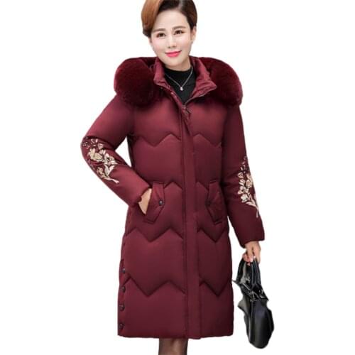 2021 New Mom Cotton Coat Western Style Female Jacket Long Down Cotton Clothingwinter Parka Coat Thicken Keep Warm Female Jacket