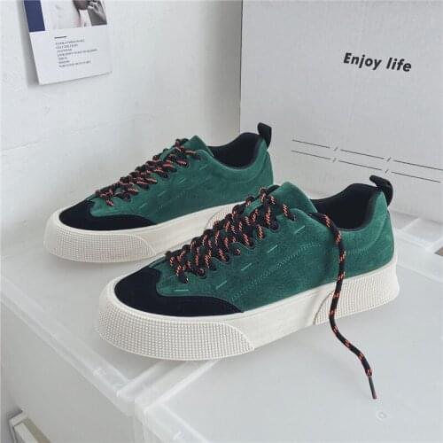 New mens color matching board shoes spring and autumn low-top sports mens shoes suede breathable fashion lace-up casual shoes