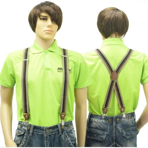 New Mans Suspenders 4Clips Brace Strap Fashion Suspensorio Adjustable Belt Ligas Tirantes For Father 3.5*120cm