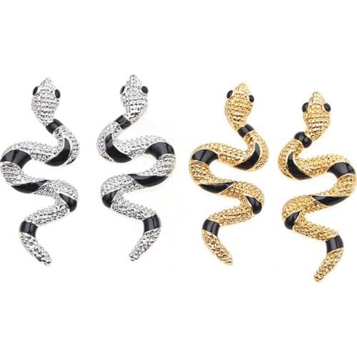 New Stylish Snake Dangle Earrings For Women Personality Exaggerated Gold Silver Punk Long Snake Earrings Animal Jewelry
