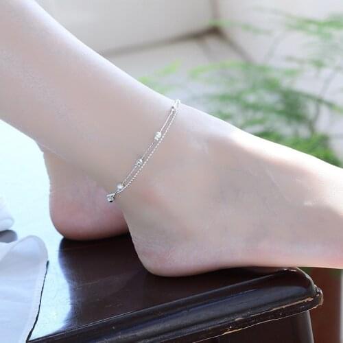TJP Charm Double Layers Women Silver Bracelets Jewelry Top Quality Silver 925 Anklets For Women Hot Girl Engagement Party Bijou