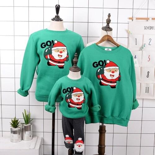 Family Matching Outfits Dad Mom Kids Christmas Plush Winter Warm Sweater Boys Girls romper Cartoon Cute Pullover Cotton Clothes