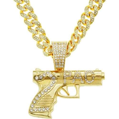 Men Hop Hip Ice Out BIG 2PAC Rapper Pendant With Big Cuban Chain Bling Necklace Trendy Hiphop Street Jewelry Dropshipping