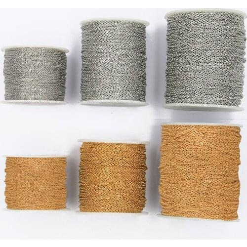 5 Meters/Lot 3 Size 2Color Stainless Steel Round Squash Cross Chain Necklace DIY Jewelry Making Materials Charm Classic Handmade