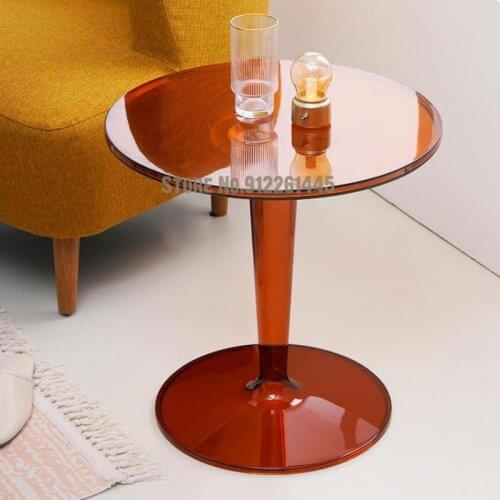 Nordic Simple Transparent Small Tea Table Round Living Room Sofa Corner Several Small Family Designers Mobile Coffee Table