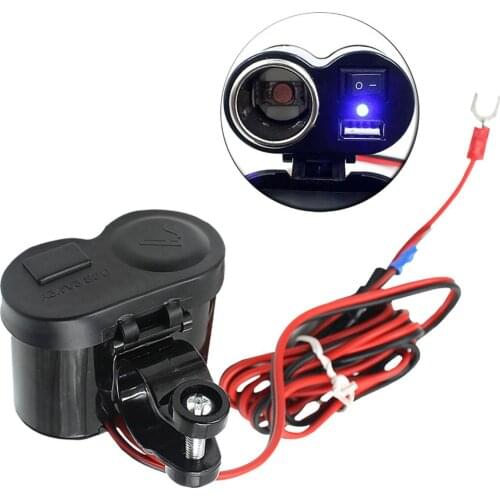 12V ATV Motorcycle Cigarette Lighter Socket Splitter Plug LED USB Charger Adapter Car Charger For Mobile Phone MP3 DVR Accessory