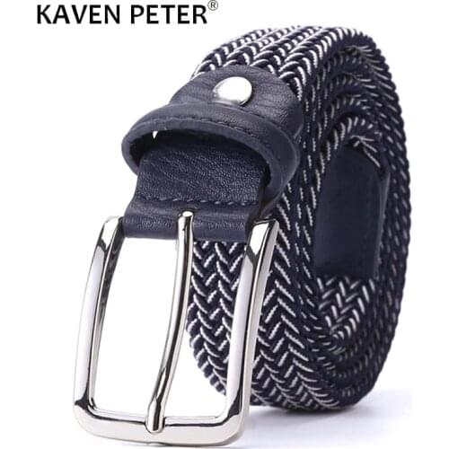 Mixed Color Elastic Belt Men Woven Elastic Stretch Belt Braided Knitted Stretch Belt With Covered Buckle1-3/8" Wide High Quality