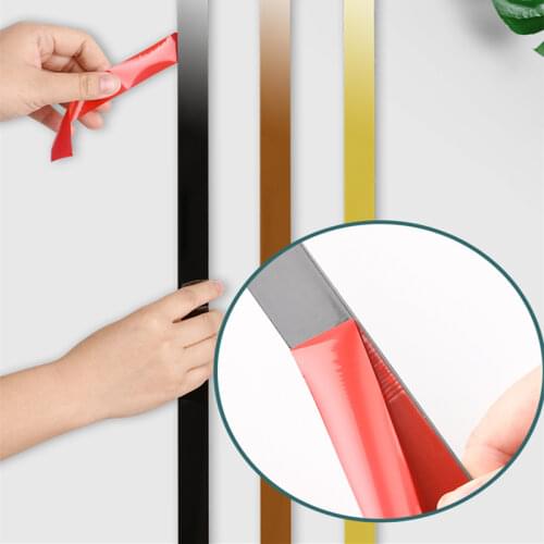 5M Self-adhesive Black Titanium Gold Stainless Steel Flat Decorative Lines for Background Wall Ceiling Edging Strips Edge Strip