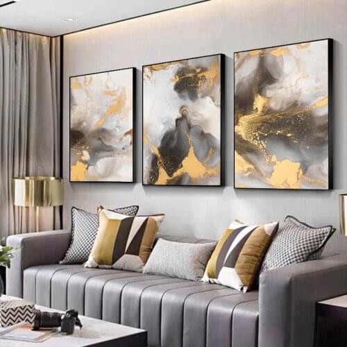 Modern Gold and White Marble Texture Art Poster Abstract Wall art Nordic Living Room Bedroom Furniture Decoration Painting