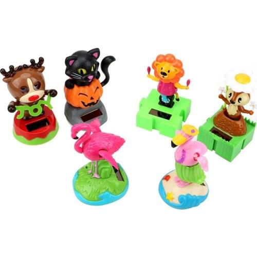 Solar Powered Swinging Dancing Toy Car Dashboard Decoration Auto Accessories Car-styling Plastic Cute Animal Shape Car Ornament