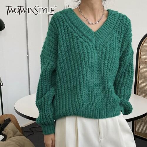 Женские пуловеры TWOTWINSTYLE China At AliExpress