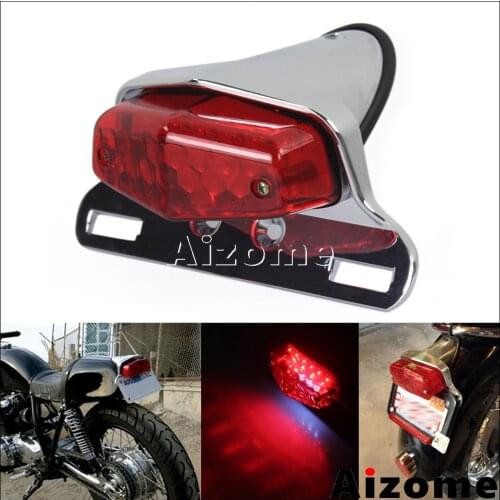 Chrome Motorcycle Lucas Style Tail Stop Light For Harley XS650 Bonneville Cafe Racer Scrambler LED Rear Light Homologado Luz