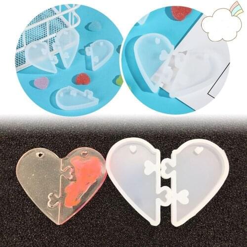 2Pcs/Set Heart locks for lovers Pendant Liquid Silicone Mold DIY Epoxy Resin Mould Necklace Casting Mold Jewelry Making Tools A