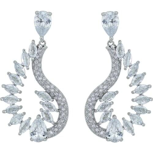 5A Level CZ Cubic Zirconia Dangle Bridal Wedding Earring for Women Prom Jewelry Accessories 925 Silver Pin CE10658