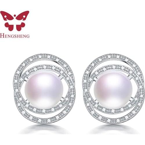 2019 Double Pearl Earrings, 925 Sterling Silver Freshwater Pearl Wedding Earrings For Women Gift, Stud Earrings Pearl