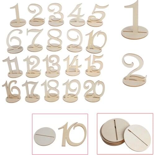 10pc 11-20 Wooden Table Numbers Set with Base Birthday Wedding Party Decor Gifts
