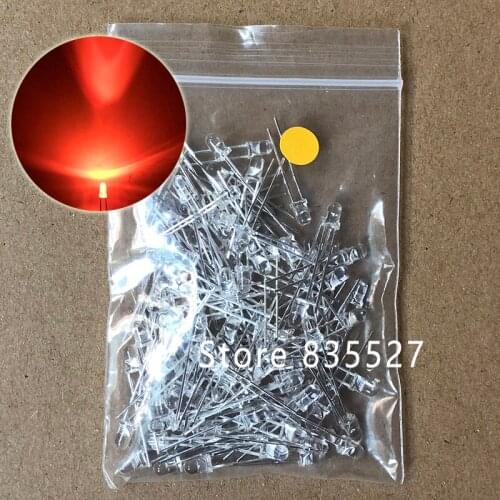 100PCS/LOT F3 3MM Round Transparent Shell Orange LED Light-emitting Diodes Water Clear For DIY Light lamp beads DIP