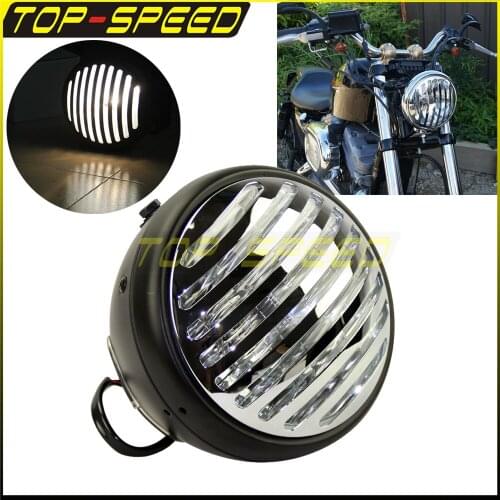 12V 60/55W Motorcycle H4 Headlight Grill Cover Protector Waterproof For Harley Chopper Bobber Sportster Dyna Custom Cafe Racer