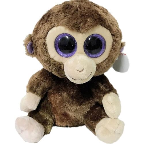 15CM Ty Beanie Boos Big Eyes Brown Monkey Plushie Cute Stuffed Animal Toys Super Soft Bedside Doll Decor Child Birthday Gift