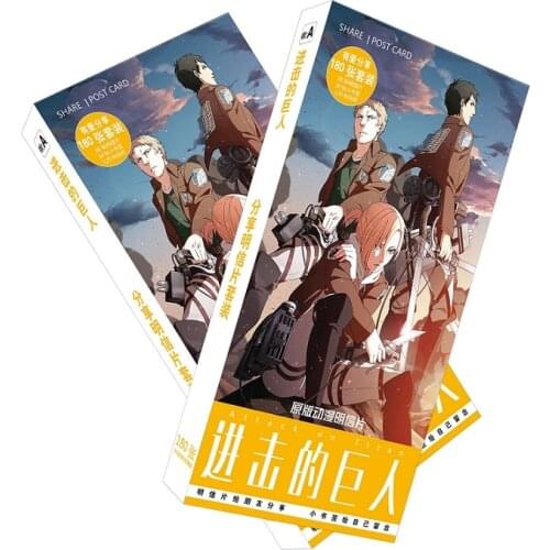 180pcs/Set Anime Attack On Titan Postcard/Greeting Card/Message Card/Christmas and New Year gifts