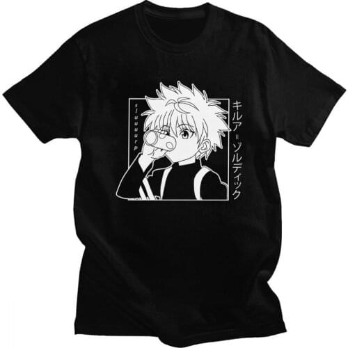 2021 Mens Straight Casual T-shirt Short Sleeve Round Neck Soft Cotton Anime Manga Print T-shirt