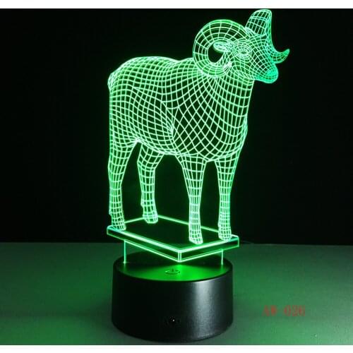 3D LED Goat Shape Table Lamp USB Night Light 7 Colors Changing Bedroom Home Decor Travel Children Gift Toy AW-026