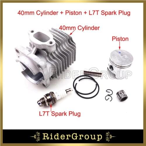 40mm Cylinder Head + 10mm Piston Pin Ring + 3 Electrode L7T Spark Plug For 47cc 2 Stroke Engine Mini Quad ATV Pocket Dirt Bike