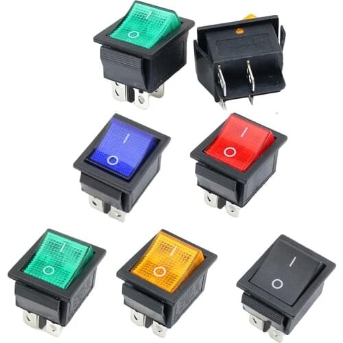 5pcs Latching Rocker Switch Power Switch I/O 4 Pins With Light 16A 250VAC 20A 125VAC KCD4