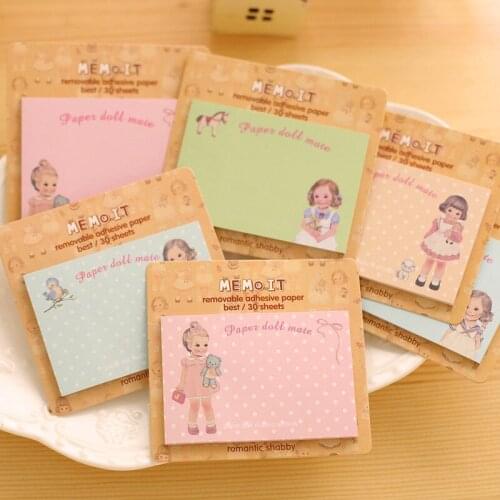 8pcs Cartoon Doll Series Sticky Notes Decorative Memo Pad Paper Kids Gift DIY Diary Stickers Office School Students Supply H6651