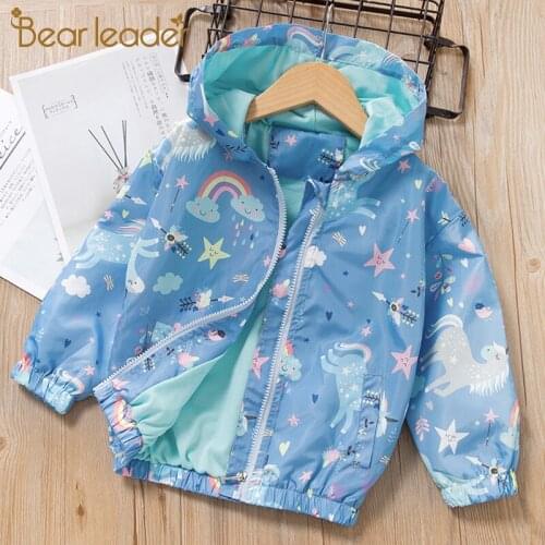 Bear Leader Girls Coats New Spring Girl Kids Jackets Fashion Cartoon Coats Hooded Long Sleeve Outfits Children Clothing For 3 7Y