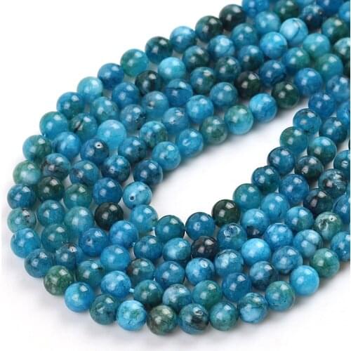 Natural Stone Blue Chalcedony Aquamarines Angelite Loose Beads For Jewelry Making DIY Bracelet Accessories 15''4/6/8/10/12mm