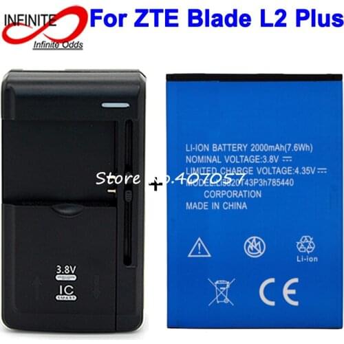 For ZTE Blade L2 Plus Battery for ZTE Blade L370 Accumulator 2000mAh Li3820T43P3h785440 +Universal Charger