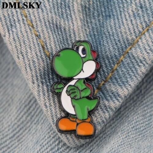 DMLSKY game Dinosaur Cartoon Pins Enamel Pins and Brooches Women and Men Lapel Pin Backpack Badge Hat Pins Jewelry M3798