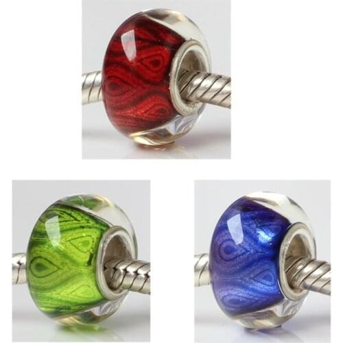 Emith Fla 100% 925 Sterling Silver Charm Bead Fit European Bracelet Bangle Jewelry DIY Accessories 3 Colors