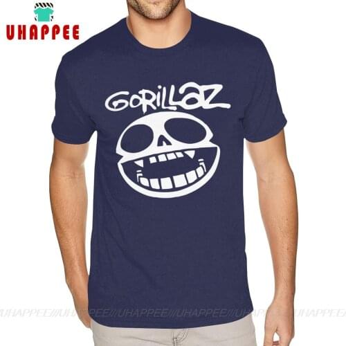 Cartoon Gorillaz Logo T Shirt Printing Cotton Boy Big Size Navy T Shirt
