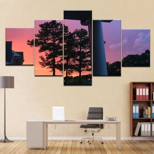 Canvas painting trees sunset purple sky wall poster canvas art painting for home living room decoration