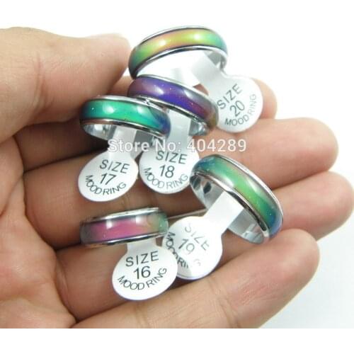 Good Quality!100pcs 6MM Thick Mood Rings CHANGING COLOR MAGIC EMOTION FEELING MOOD RING For Men and Women