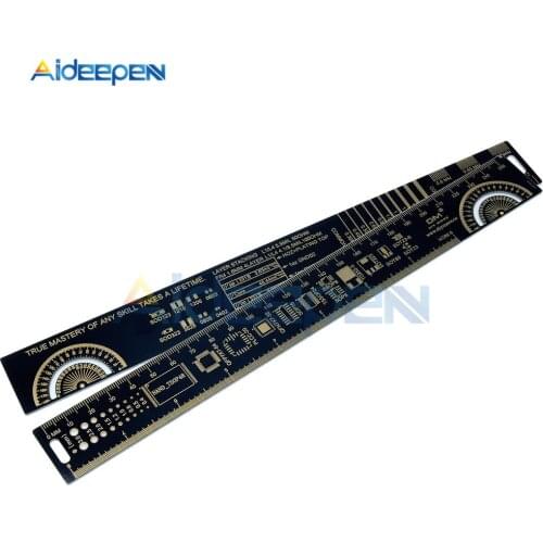 25CM 10 Inch PCB Ruler For Electronic Engineers Measuring Tool PCB Reference Ruler Chip IC SMD Diode Transistor R-4 Gold Color