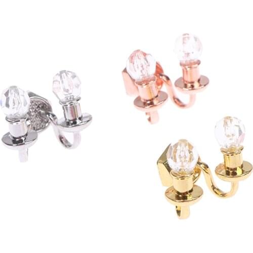 Dollhouse Miniature Light 1:12 Scale Double Heads Candle Wall Lamp Table Lamp Mini Ceiling Light For Doll House Decor