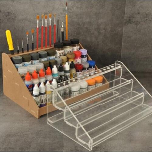 Multifunction Clear Acrylic Enamel Paint Rack Household Paint Tool Holder Storage Shelf For Tamiya Mini 4WD Racing Car Model