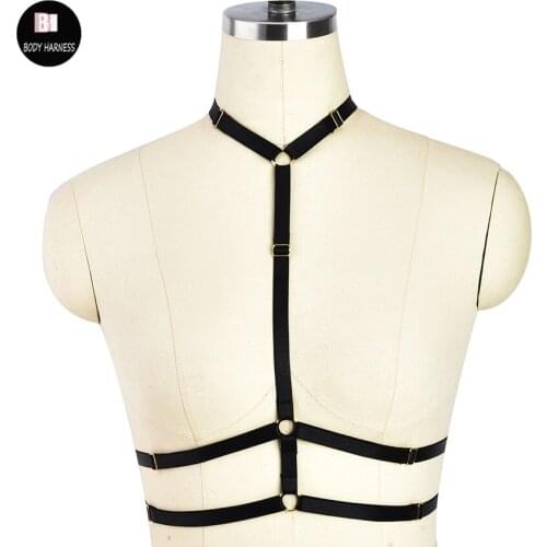 Fashion Women Body Harness Belt Sexy Bondage Punk Shoulder Strap Adjustable Cage Bra Gothic Pole Dance Halloween Bustier